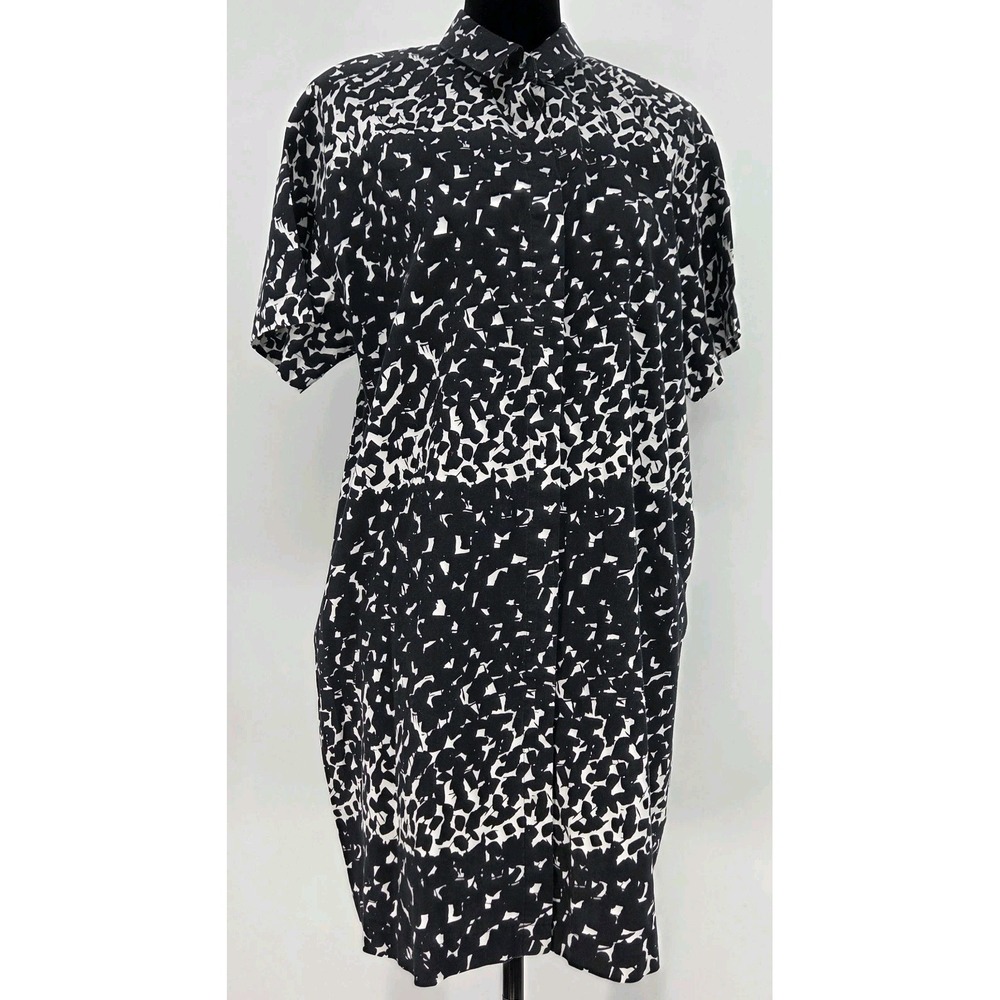Vintage Marimekko Shirt Dress 12 FR44 Black And White Abstract Art To Wear Tunic